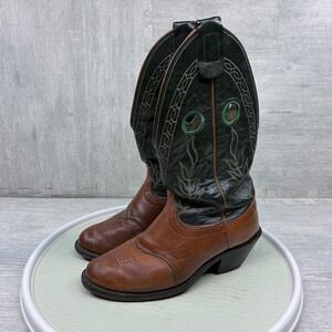 Olathe Buckaroo Boots Mens 9.5 EEE Green Brown Western Cowboy Ranch USA Made